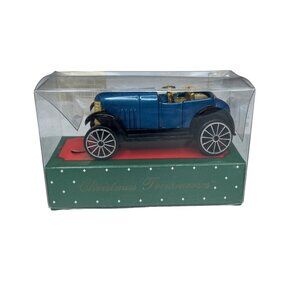 Vintage Blue Die-Cast Model Car Christmas Ornament Bradford Novelty Original Box